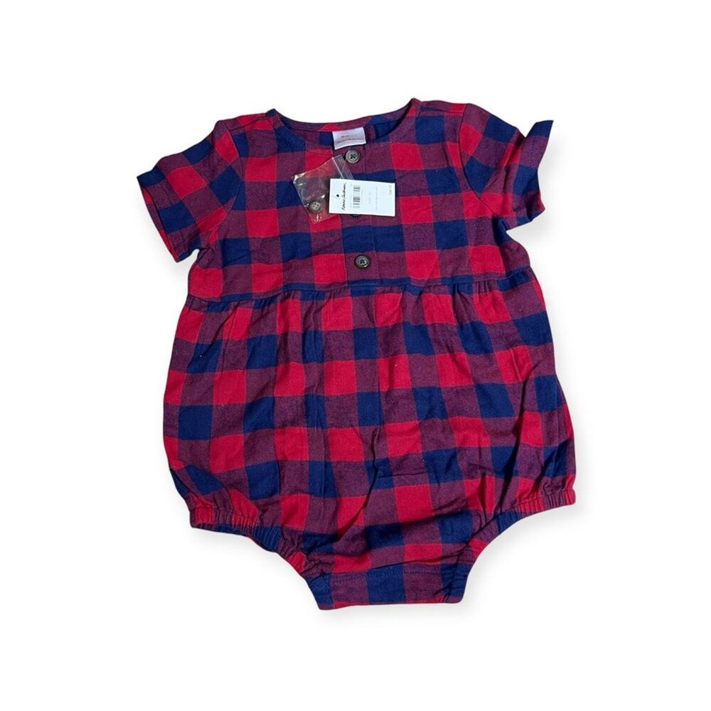 Hanna andersson new cotton flannel plaid bubble romper